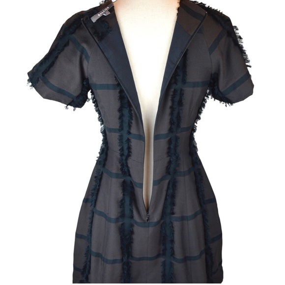 RALLIER Gabriella Mahogany Dress, Windowpane Fringe Design, Size 0 - Picture 10 of 11